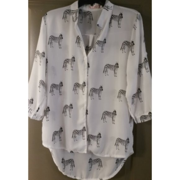 Fashion Classic Zebra Black & White Blouse XL Jr. - Picture 1 of 3
